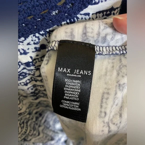 Max Jeans Blue & White Crocheted Trim Tank Top - Picture 4 of 7